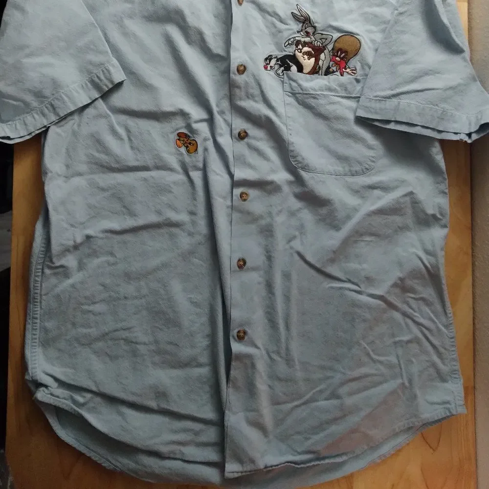 Vintage Looney Tunes Pocket Embroidered Button Down Shirt